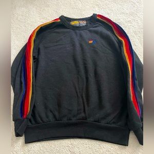 Aviator Nation Velvet stripe crewneck, discontinued, size small, black